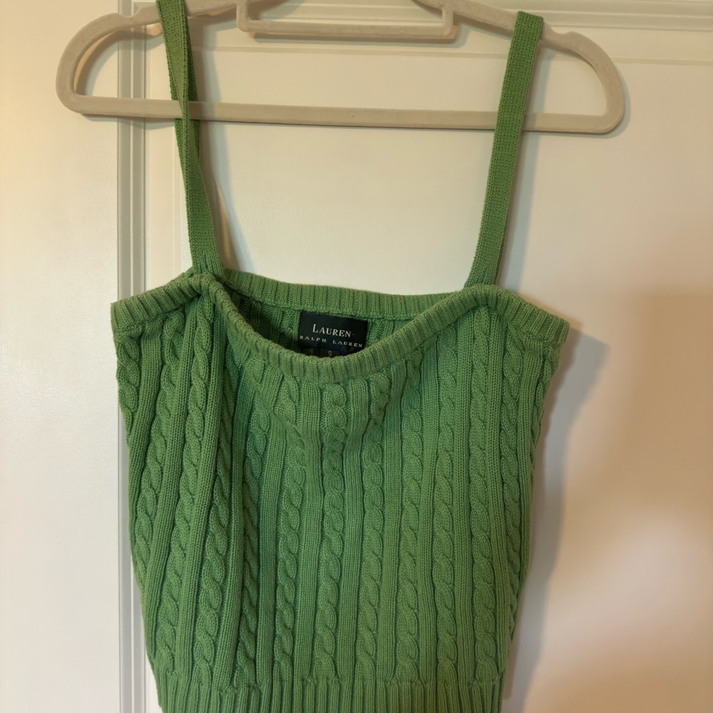 RL Green Cable Knit Tank Top